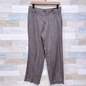 Monsoon London Linen Wide Leg Trouser Pants Gray High Rise Womens US 8 UK 12